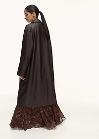 Long faux-leather trench coat