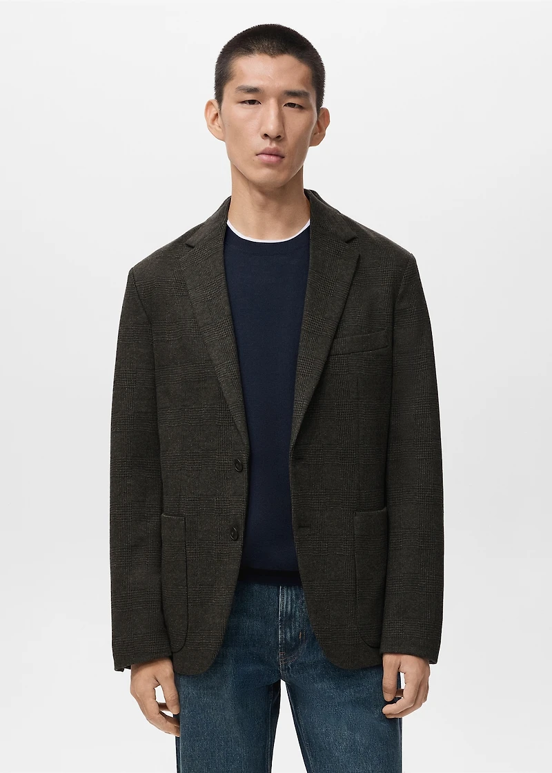 Slim-fit micro-check jacket