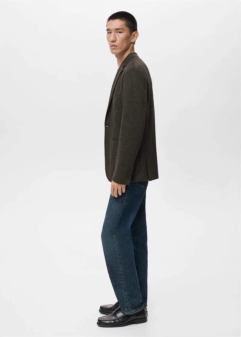 Slim-fit micro-check jacket