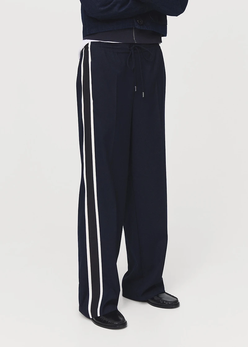 Contrast stripe straight pants