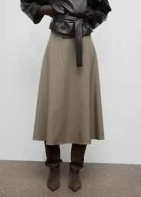 Houndstooth wool-blend skirt