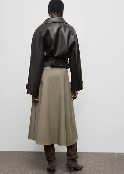 Houndstooth wool-blend skirt