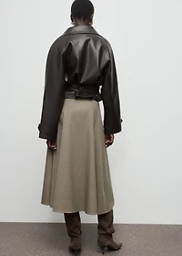 Houndstooth wool-blend skirt