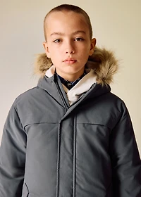 Anorak with shearling-effect hood