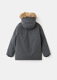 Anorak with shearling-effect hood
