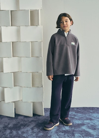 Polar fleece sweatshirt with a perkins neck