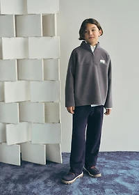 Polar fleece sweatshirt with a perkins neck