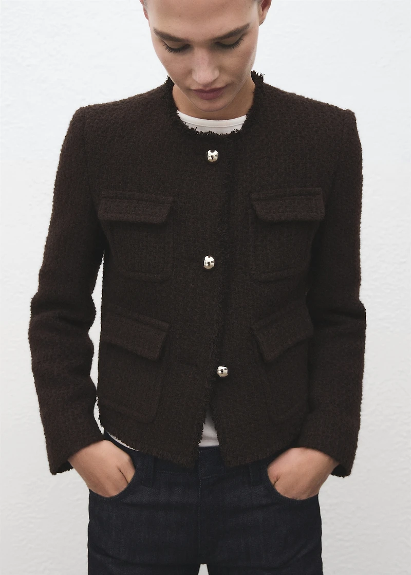 Tweed jacket with frayed ends