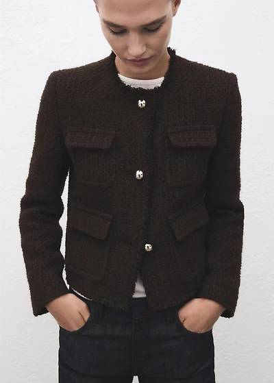 Tweed jacket with frayed ends