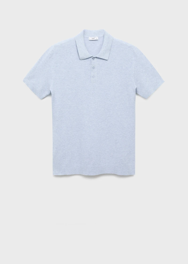 Structured knitted slim-fit polo shirt