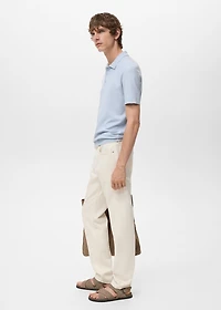 Structured knitted slim-fit polo shirt