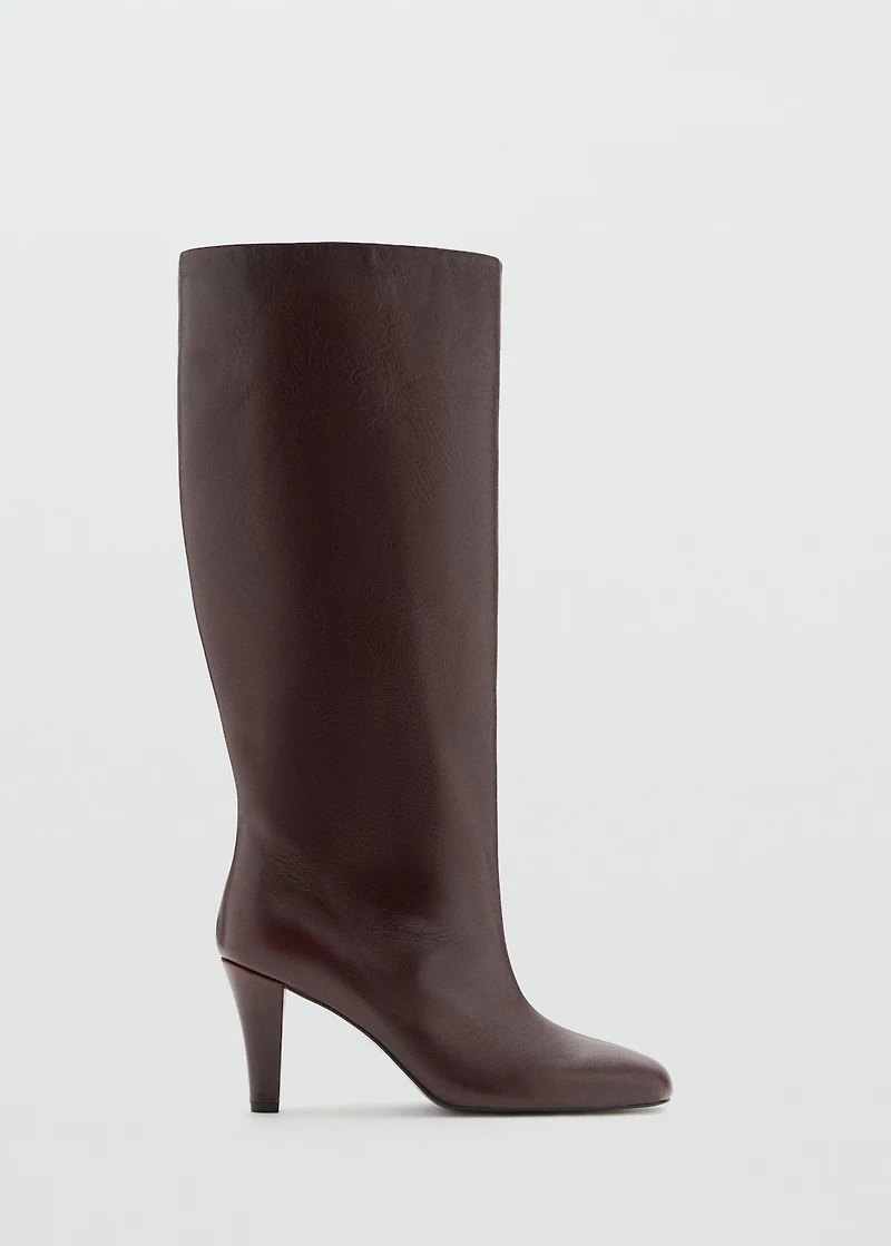 Heel leather boot