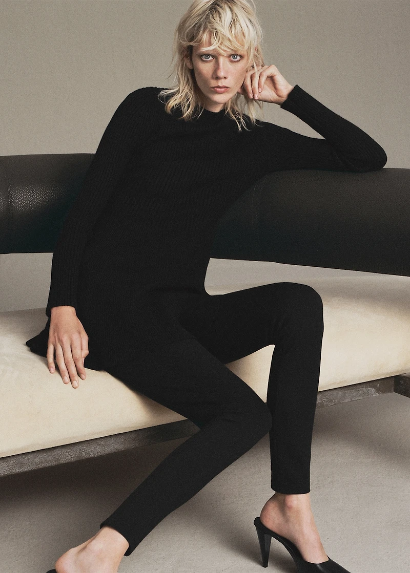 Ribbed knitted A-line dress