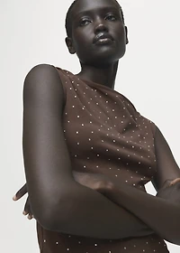 Asymmetrical top with rhinestones