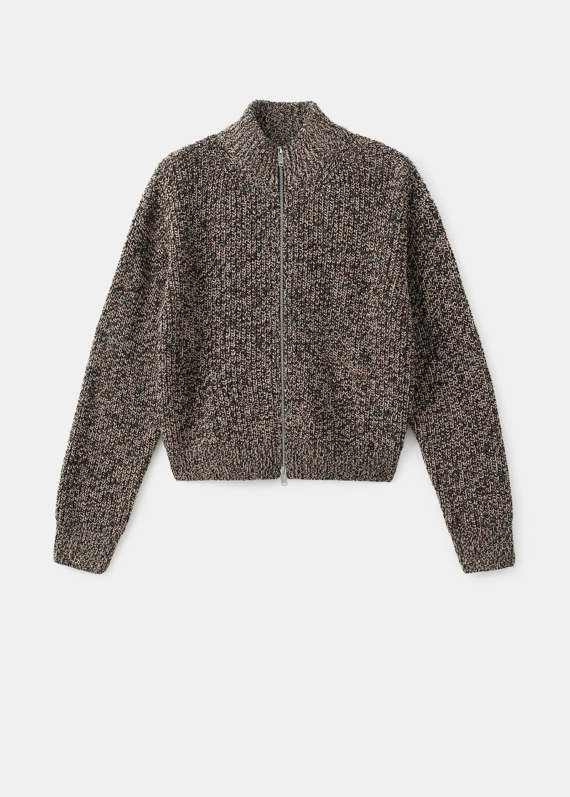 Speckled zip-up cardigan