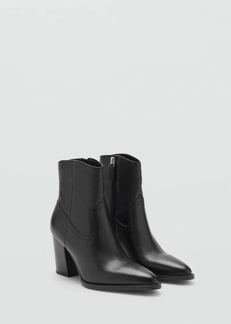 Leather pointed ankle boots