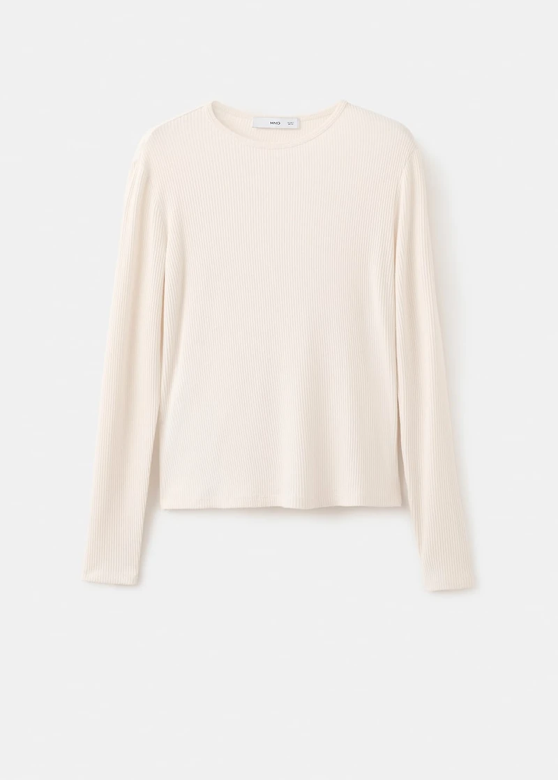 Ribbed long-sleeved t-shirt