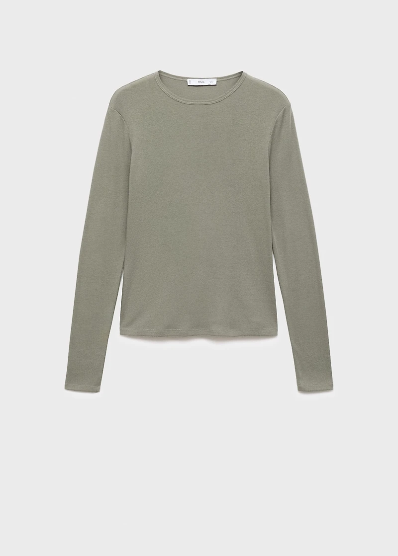 Ribbed long-sleeved t-shirt