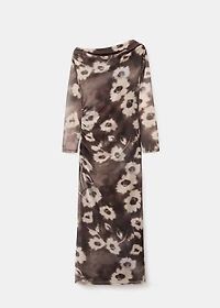 Asymmetrical floral-print dress