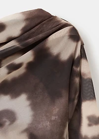 Asymmetrical floral-print dress