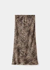 Leopard-print satin skirt