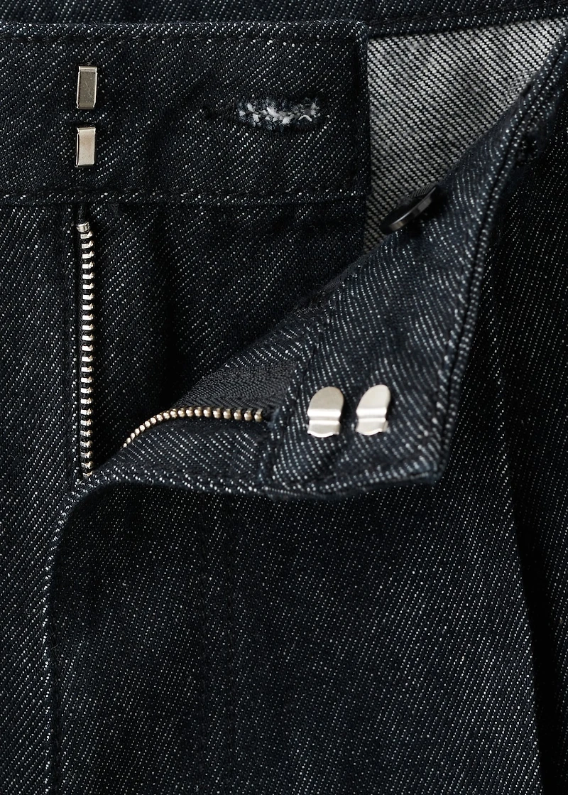 Wide-leg pleated denim trousers