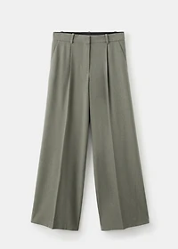Pleated straight-leg suit pants