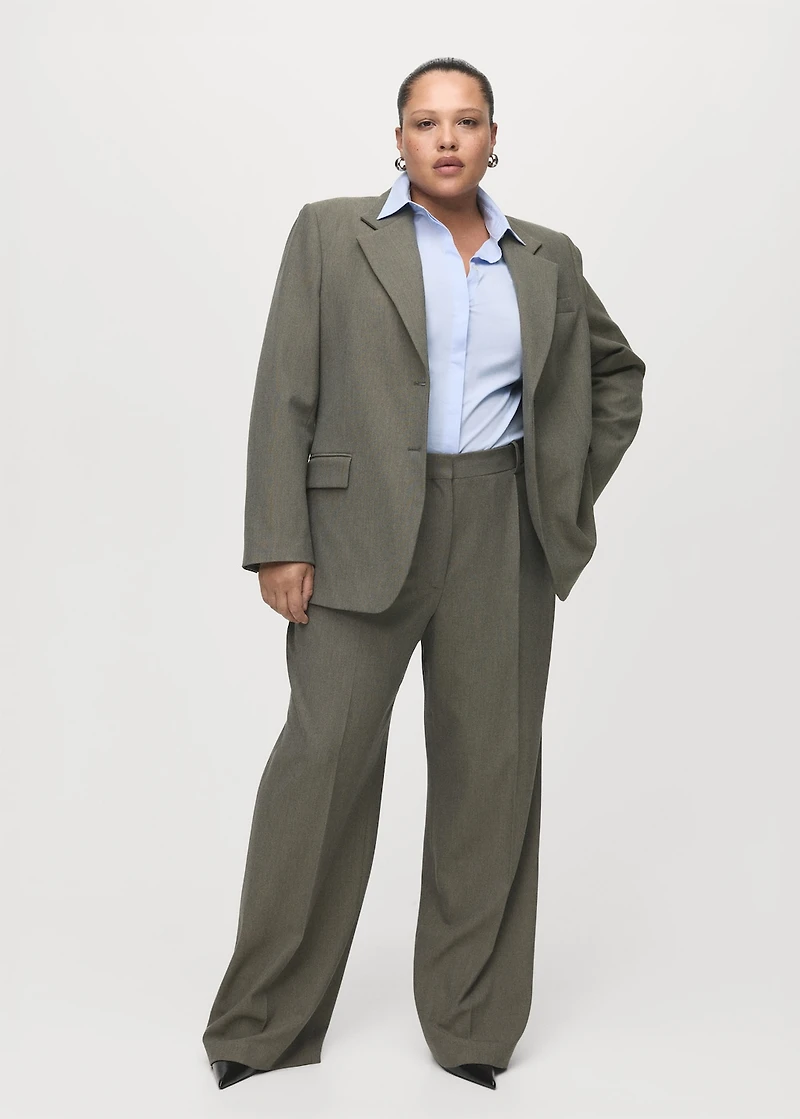 Pleated straight-leg suit pants