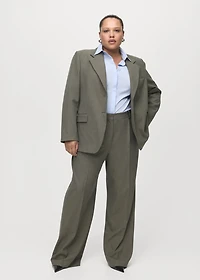 Pleated straight-leg suit pants