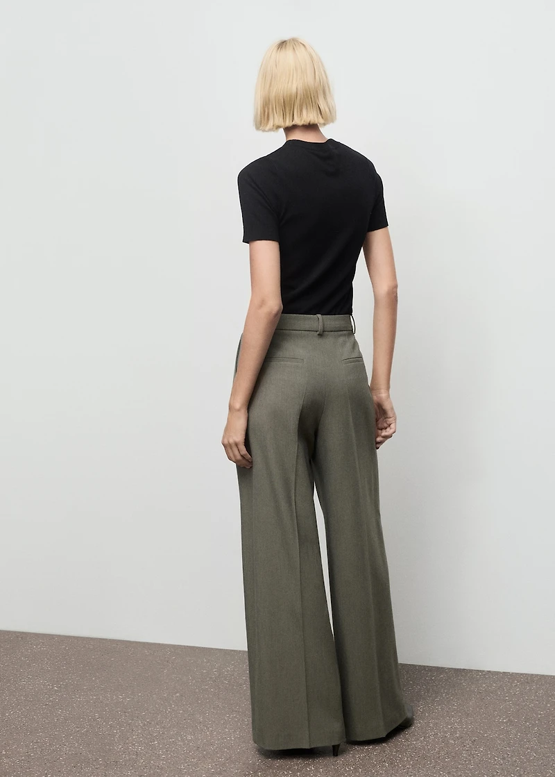 Pleated straight-leg suit pants