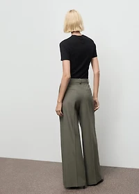 Pleated straight-leg suit pants