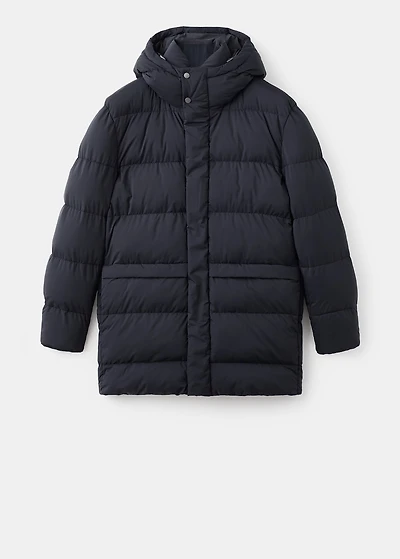 Water-repellent hood puffer coat