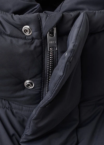 Water-repellent hood puffer coat