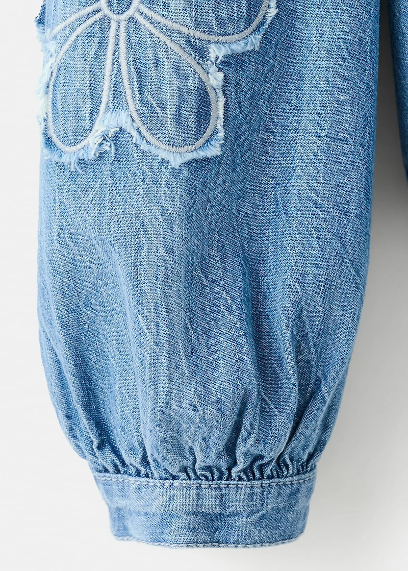 Embroidered denim blouse