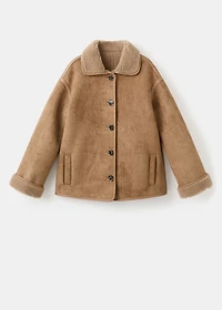 Faux-shearling leather-effect coat