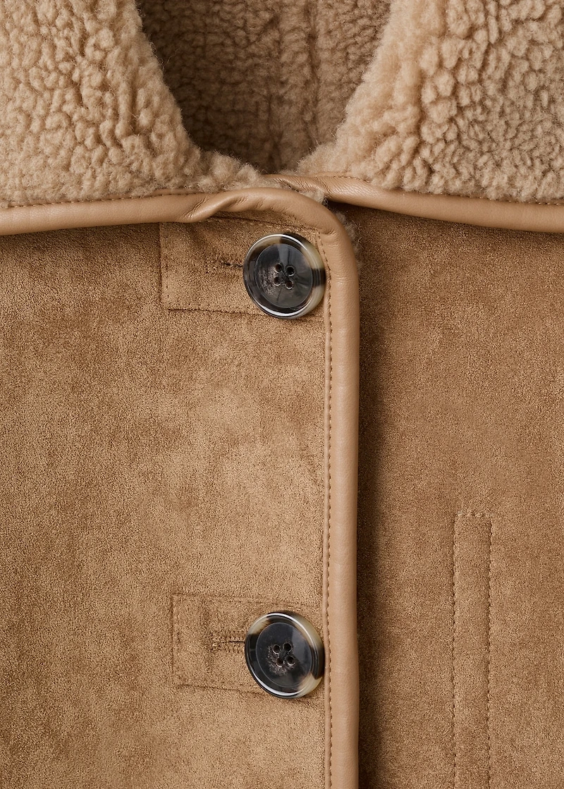 Faux-shearling leather-effect coat