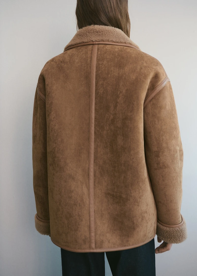 Faux-shearling leather-effect coat