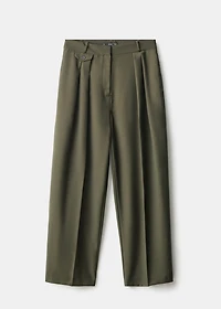 Pleated trousers with button detail
