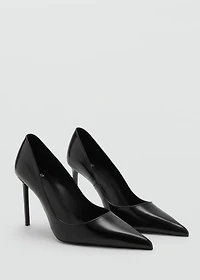 Pointed-toe leather heeled shoes