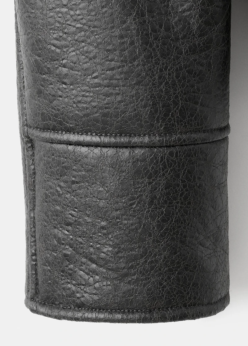 Faux-leather jacket with shearling collar