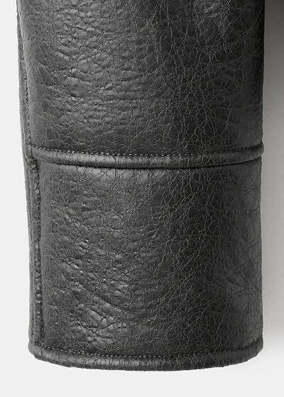 Faux-leather jacket with shearling collar