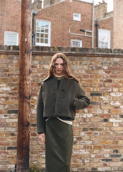 Houndstooth wool jacket