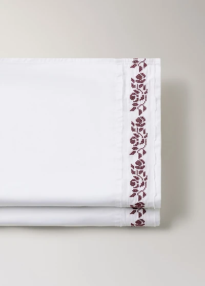 300-thread count satin cotton top sheet with cross-stitch embroidery for 135/140 cm