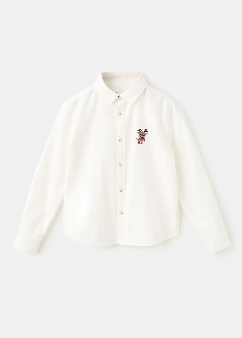 Shirt with reindeer embroidery