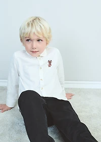 Shirt with reindeer embroidery
