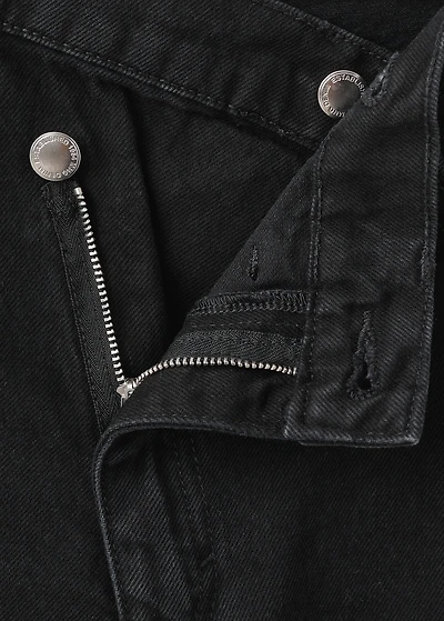 Wide-leg mid-rise jeans with a crossover waistband