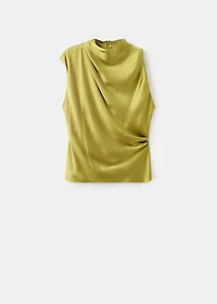 Satin blouse with draped neck
