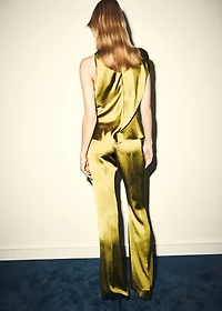 Satin blouse with draped neck