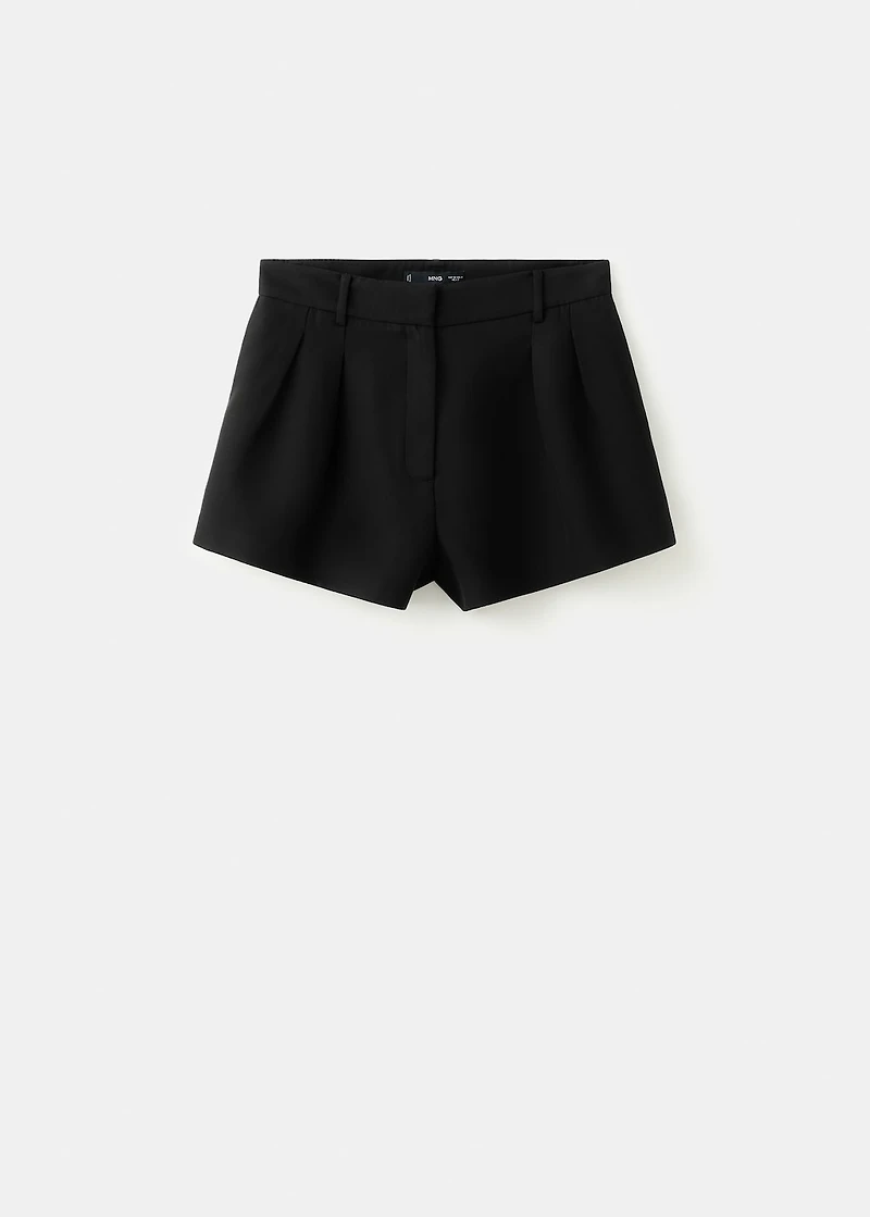 Pleated high-waist shorts