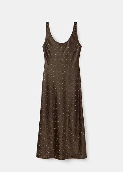 Satin crinkle-effect dress with crystals